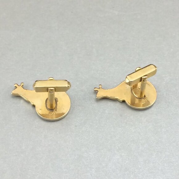 Vintage Goldtone Metal Snail of Patience Cufflinks by Anson Unisex - Picture 6 of 9